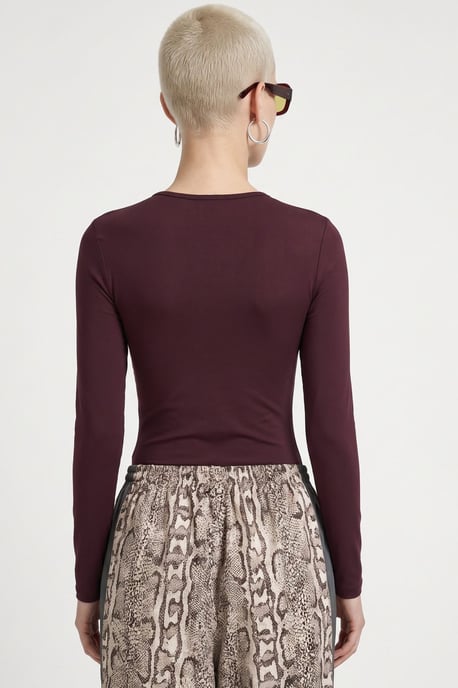 Slim Fit Rundhals Langarmbluse - Image 3