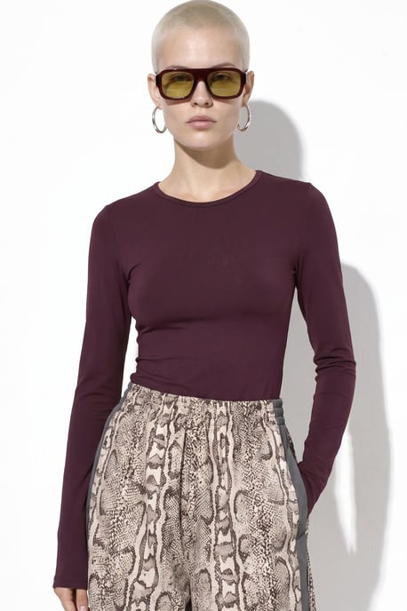 Slim Fit Rundhals Langarmbluse - Image 4