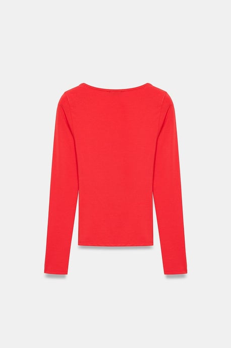 Schmale Passform V-Ausschnitt Strickbluse - Image 6