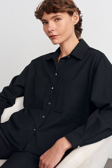 Übergroßes Crepe-Button-Front-Hemd - Image 1