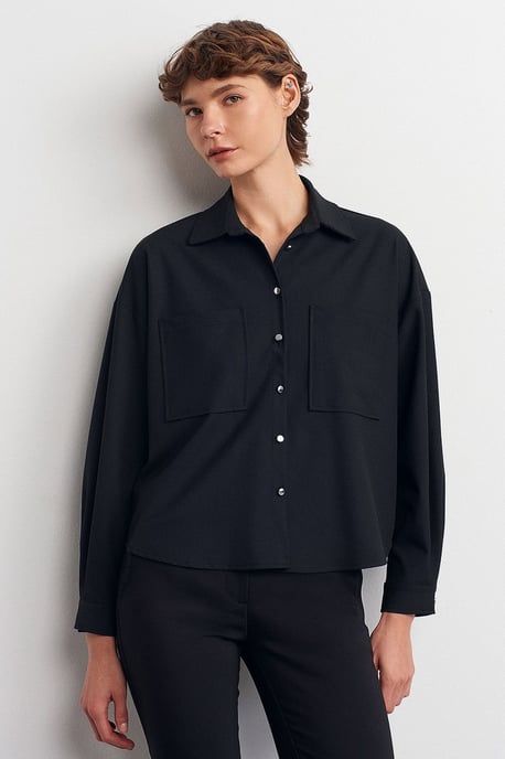 Übergroßes Crepe-Button-Front-Hemd - Image 3