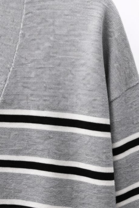 Damen gestreifter V-Ausschnitt Cardigan - Image 2