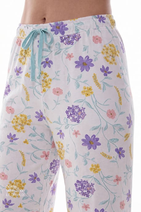 Off-White Blossom Floral Kurzarmhemd Hose Pyjama Set - Image 3