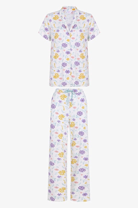 Off-White Blossom Floral Kurzarmhemd Hose Pyjama Set - Image 5