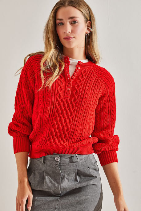 Strickpullover mit Knopfkragen - Image 1