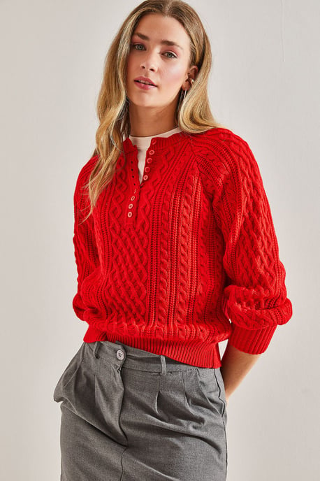 Strickpullover mit Knopfkragen - Image 2