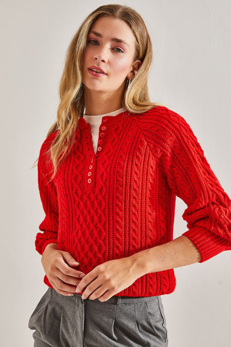 Strickpullover mit Knopfkragen - Image 3