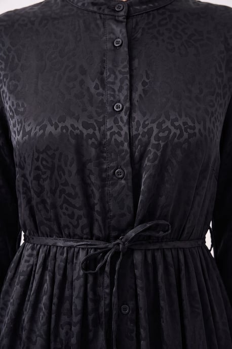 Knopf-Front Maxi-Kleid mit Taillenband - Image 2