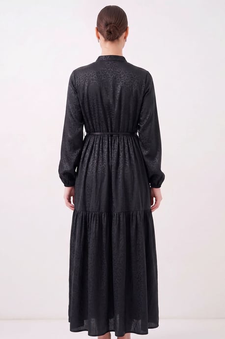 Knopf-Front Maxi-Kleid mit Taillenband - Image 3