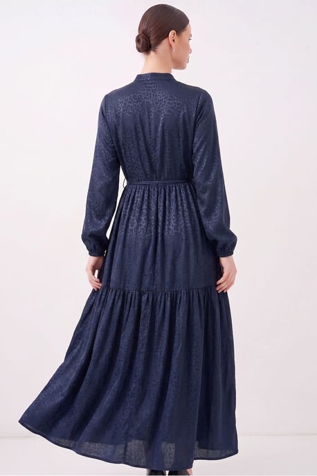 Knopf-Front Maxi-Kleid mit Taillenband - Image 3