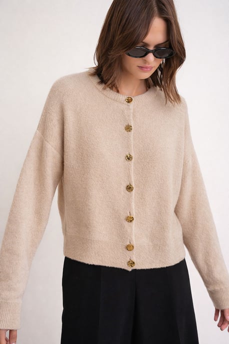 Geknöpfte gerippte Strickjacke - Image 2