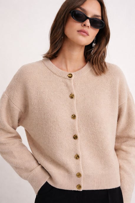 Geknöpfte gerippte Strickjacke - Image 4