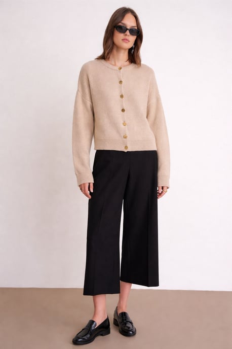 Geknöpfte gerippte Strickjacke - Image 5