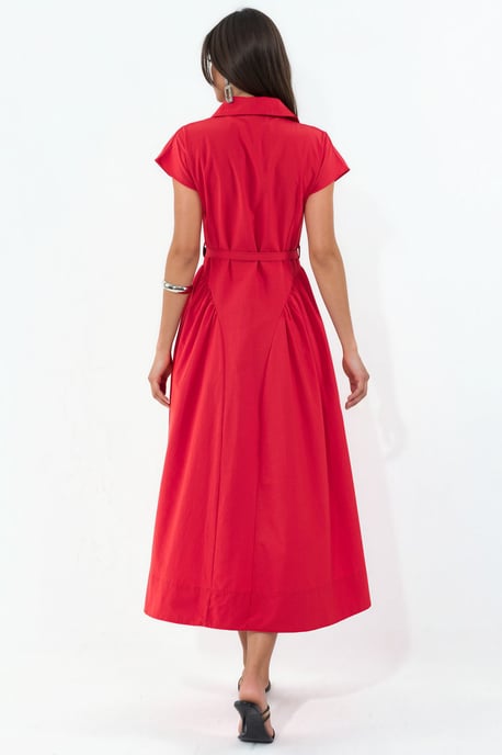 Midikleid mit Gürtel und Hemdkragen - Image 1
