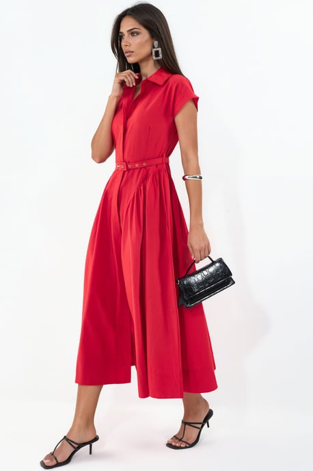 Midikleid mit Gürtel und Hemdkragen - Image 2