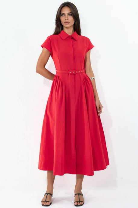 Midikleid mit Gürtel und Hemdkragen - Image 5