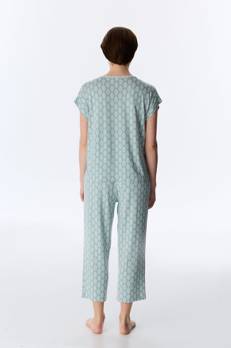Alia Capri Hose Blümchen Kurzarm Pyjama Set - Image 5