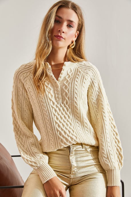 Strickpullover mit Knopfkragen - Image 3