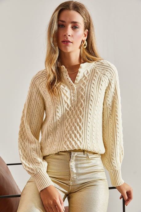 Strickpullover mit Knopfkragen - Image 4