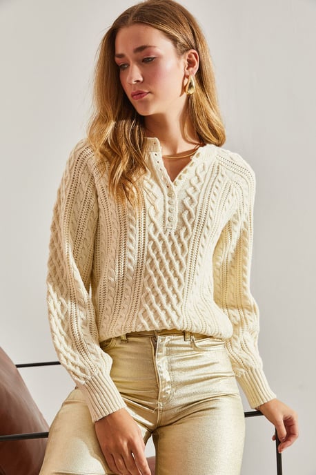 Strickpullover mit Knopfkragen - Image 5
