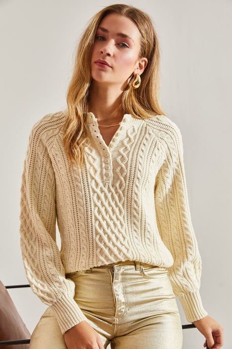 Strickpullover mit Knopfkragen - Image 6