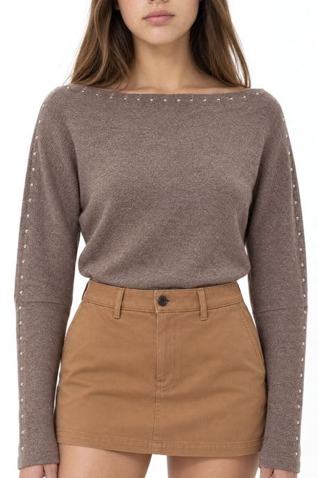 Bootsausschnitt-Bluse mit Stein-Accessoire - Image 3