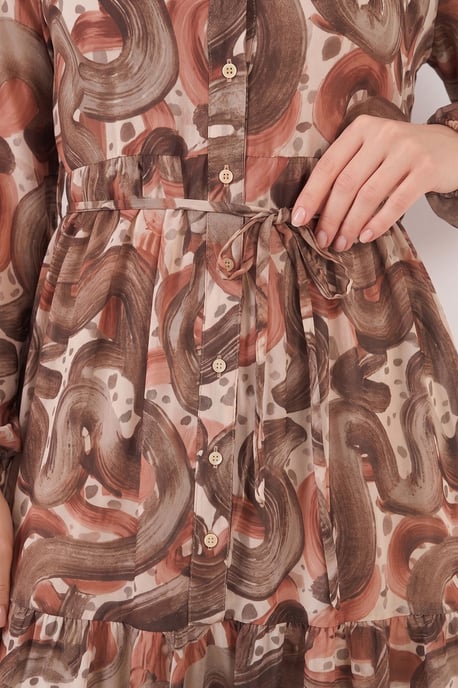 Knopf-Front Maxi-Kleid mit Taillenband - Image 2