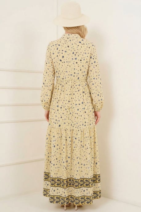 Knopf-Front Maxi-Kleid mit Taillenband - Image 3