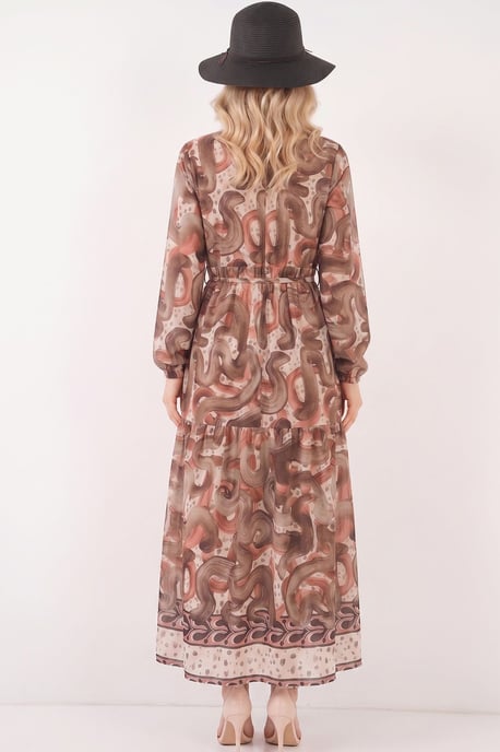 Knopf-Front Maxi-Kleid mit Taillenband - Image 3