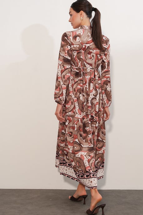 Knopf-Front Maxi-Kleid mit Taillenband - Image 6