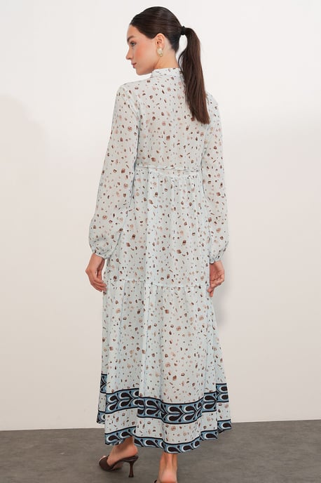Knopf-Front Maxi-Kleid mit Taillenband - Image 6