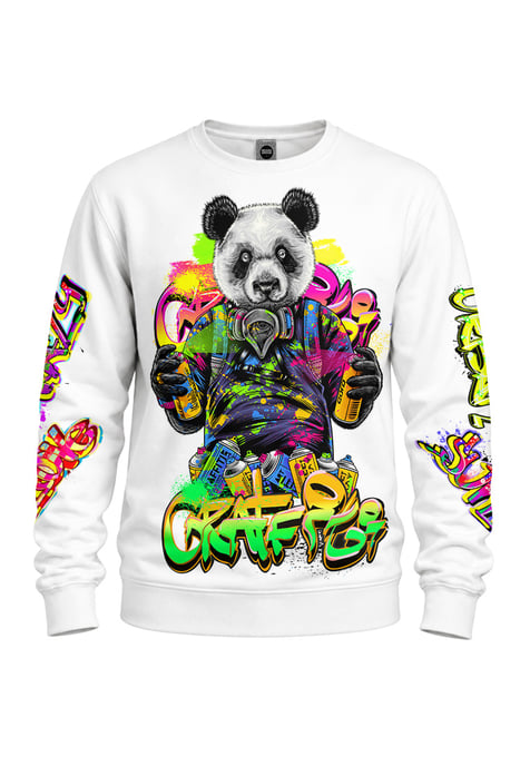 Mr. Gugu & Miss Go Sweatshirt mit Graffiti-Panda Allover-Print - Mehrfarbig - Image 1