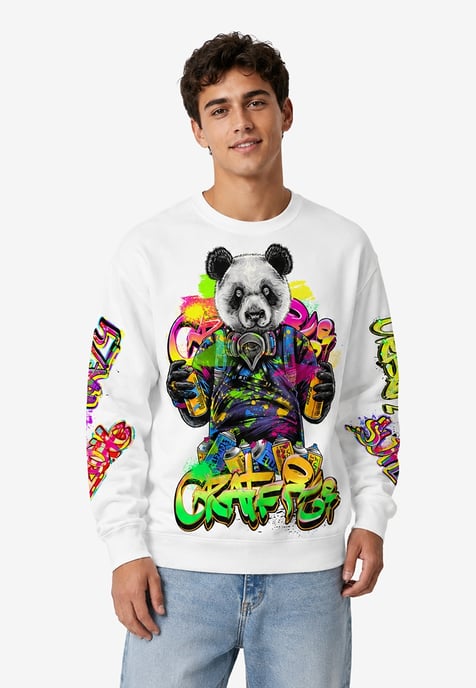 Mr. Gugu & Miss Go Sweatshirt mit Graffiti-Panda Allover-Print - Mehrfarbig - Image 2