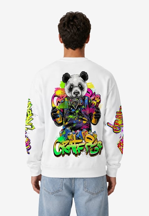 Mr. Gugu & Miss Go Sweatshirt mit Graffiti-Panda Allover-Print - Mehrfarbig - Image 3