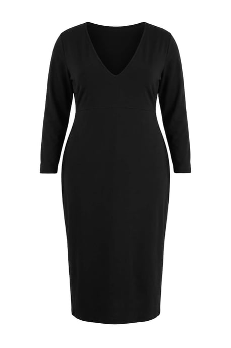 Trendyol Curve Damen Midi-Bodycon-Kleid, einfarbig, große Größen - Schwarz - Image 4