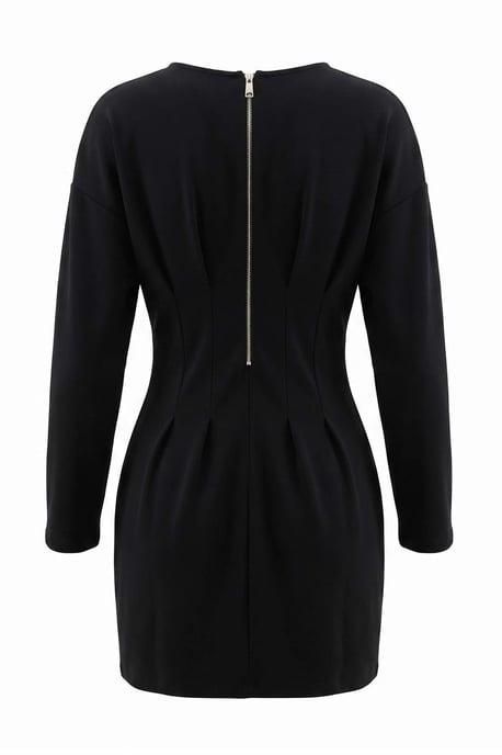 TRENDYOLMİLLA Damen Schwarz Einfarbig Kurz / Mini Lang Skater Kleider - Image 3