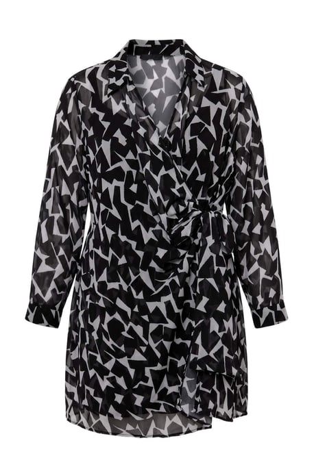 Trendyol Curve Damen Schwarz Geblümt Kurz / Mini Lang A-Linie Große Größen Kleid - Image 4