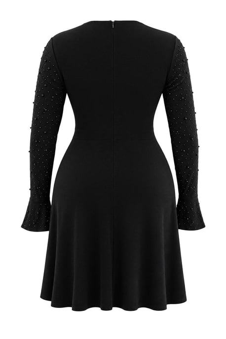 Trendyol Curve Damen Schwarz Einfarbig Kurz / Mini Lang Skater Große Größen Kleid - Image 3