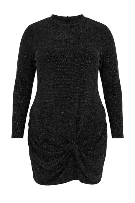Trendyol Curve Damen Schwarz Einfarbig Kurz / Mini Lang Bodycon Große Größen Kleid - Image 4
