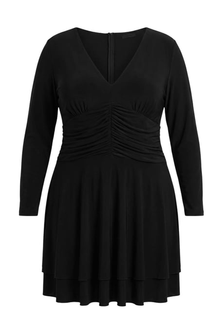 Trendyol Curve Damen Schwarz Einfarbig Kurz / Mini Lang Skater Große Größen Kleid - Image 5