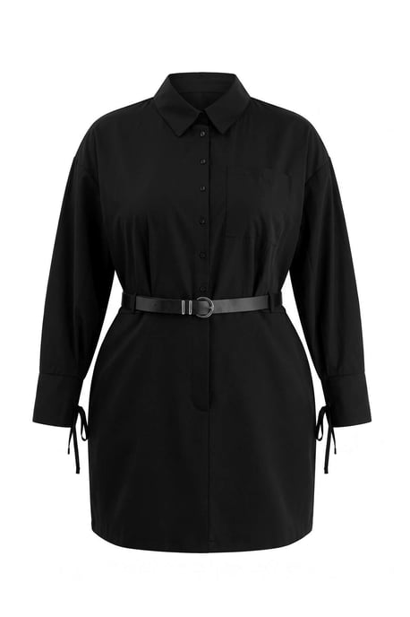 Trendyol Curve Damen Schwarz Einfarbig Kurz / Mini Lang A-Linie Große Größen Kleid - Image 1