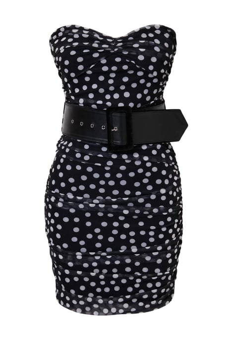 TRENDYOLMİLLA Damen Schwarz Gepunktet Kurz / Mini Ärmellos Bodycon Kleider - Image 5