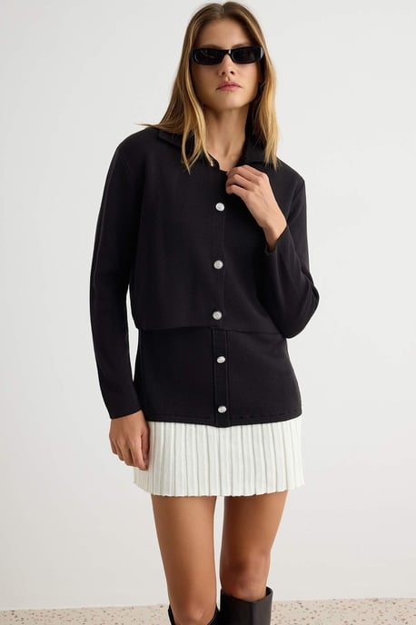 TRENDYOLMİLLA Damen Schwarz Colorblock Kurz / Mini Lang A-Linie Kleider - Image 2