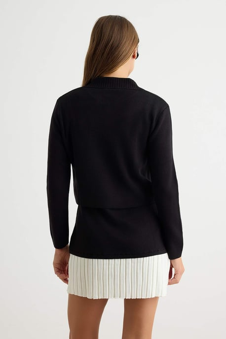 TRENDYOLMİLLA Damen Schwarz Colorblock Kurz / Mini Lang A-Linie Kleider - Image 4