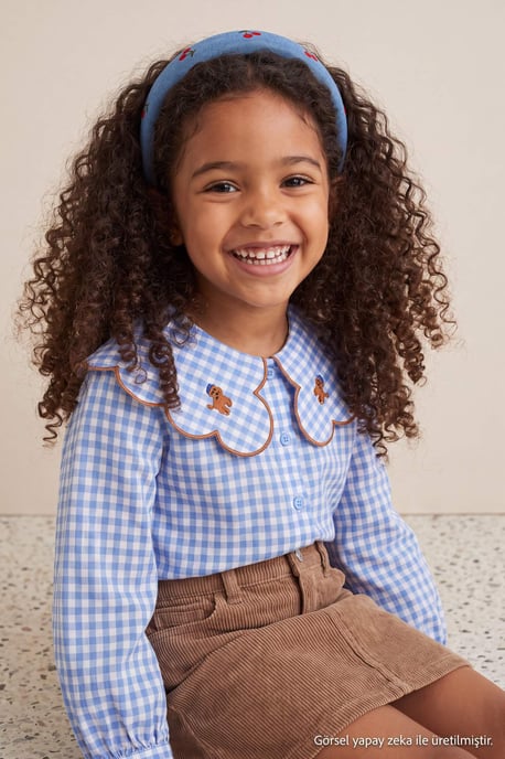 TRENDYOLKIDS Mädchen Blau Mit Grafikprint Lang, Regular Fit Hemden - Image 1