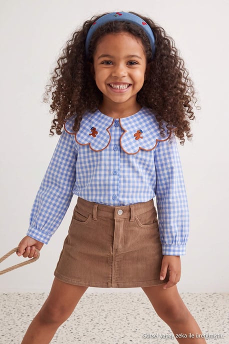 TRENDYOLKIDS Mädchen Blau Mit Grafikprint Lang, Regular Fit Hemden - Image 2