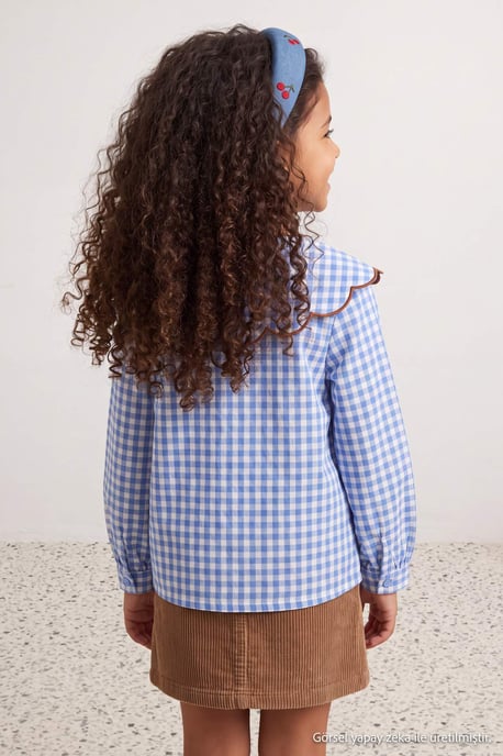 TRENDYOLKIDS Mädchen Blau Mit Grafikprint Lang, Regular Fit Hemden - Image 3