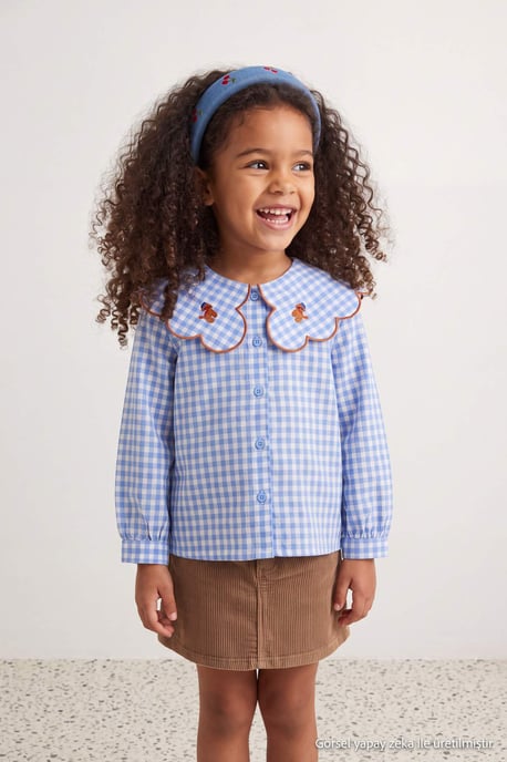 TRENDYOLKIDS Mädchen Blau Mit Grafikprint Lang, Regular Fit Hemden - Image 6