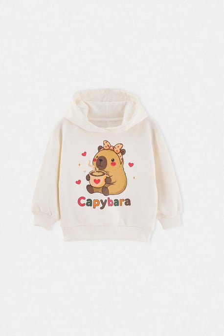TRENDYOLKIDS Mädchen Ecru Einfarbig Lang, Regular Fit Sweatshirts - Image 1