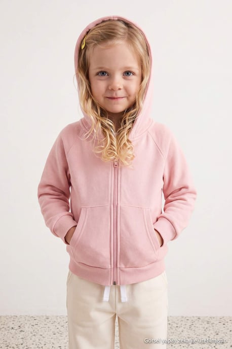 TRENDYOLKIDS Mädchen Rosa Einfarbig Lang, Regular Fit Sweatshirts - Image 1